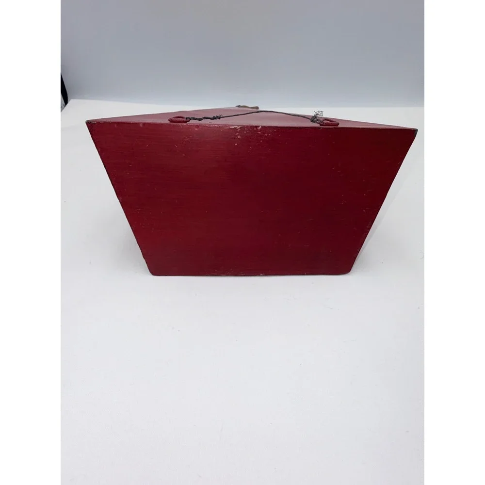 Unbranded Wall Pocket Vase Home Decor OS Red Excellent Hand Painted Wood Floral